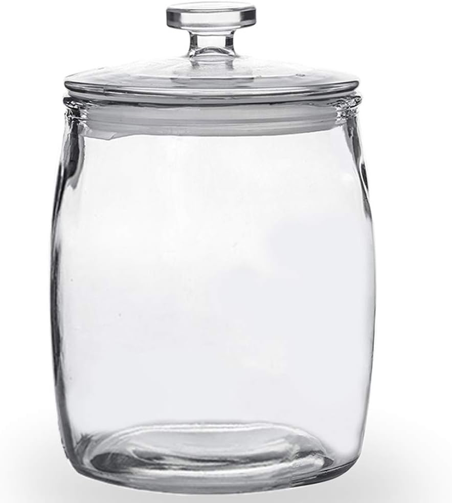Wide Mouth Apothecary Jar with Lid, 0.5 Gallon Glass Jar for Kitchen Storage and Laundry Room Organization, 72 oz Clear Glass Container for Cookie, Candy, Sugar, Flour, Nuts