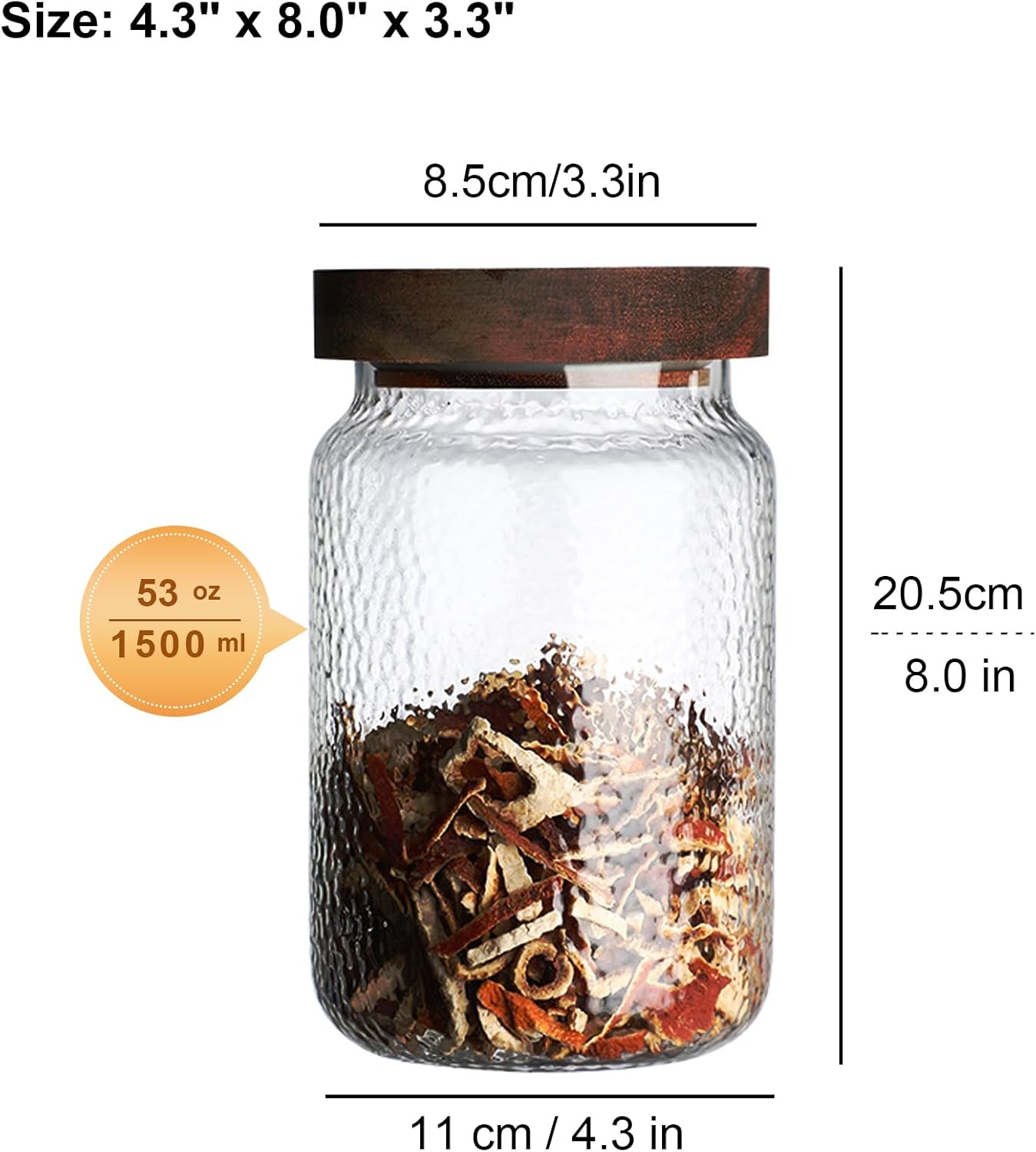 Glass Coffee Jars With Lids 51 oz Clear Jar With Wood Lid Decorative Glass Storage Jars Container Canister for Food Sugar Coffee Bean Candy Cookie 1500ml - Image 2