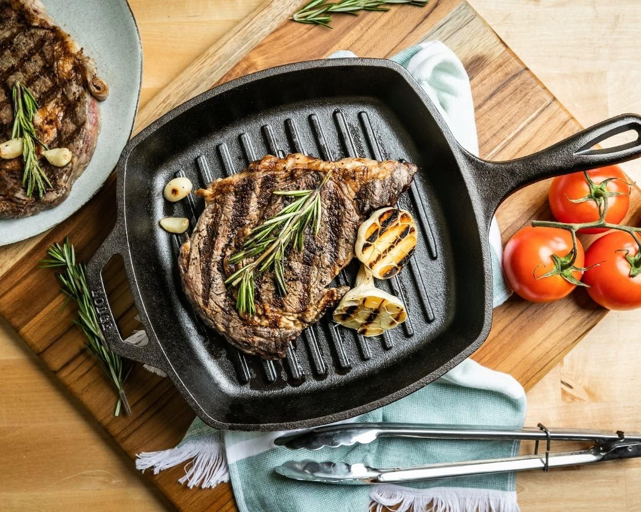 Cast Iron Square Grill Pan, Pre-Seasoned, 10.5-inch