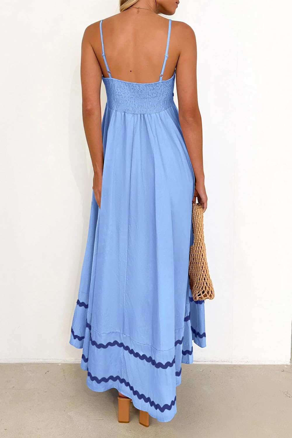 Women's Summer Flowy Maxi Dress Casual Sleeveless Spaghetti Strap Ruffle Beach Long Dresses - Image 2