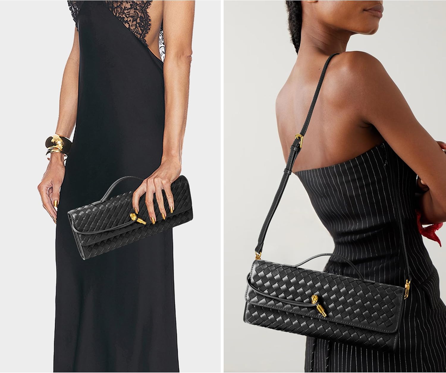 Woven Purse for Women Evening Clutch Woven Leather & Suede Handbags Crossbody Bag Suede Purse Formal Evening Bag - Image 2