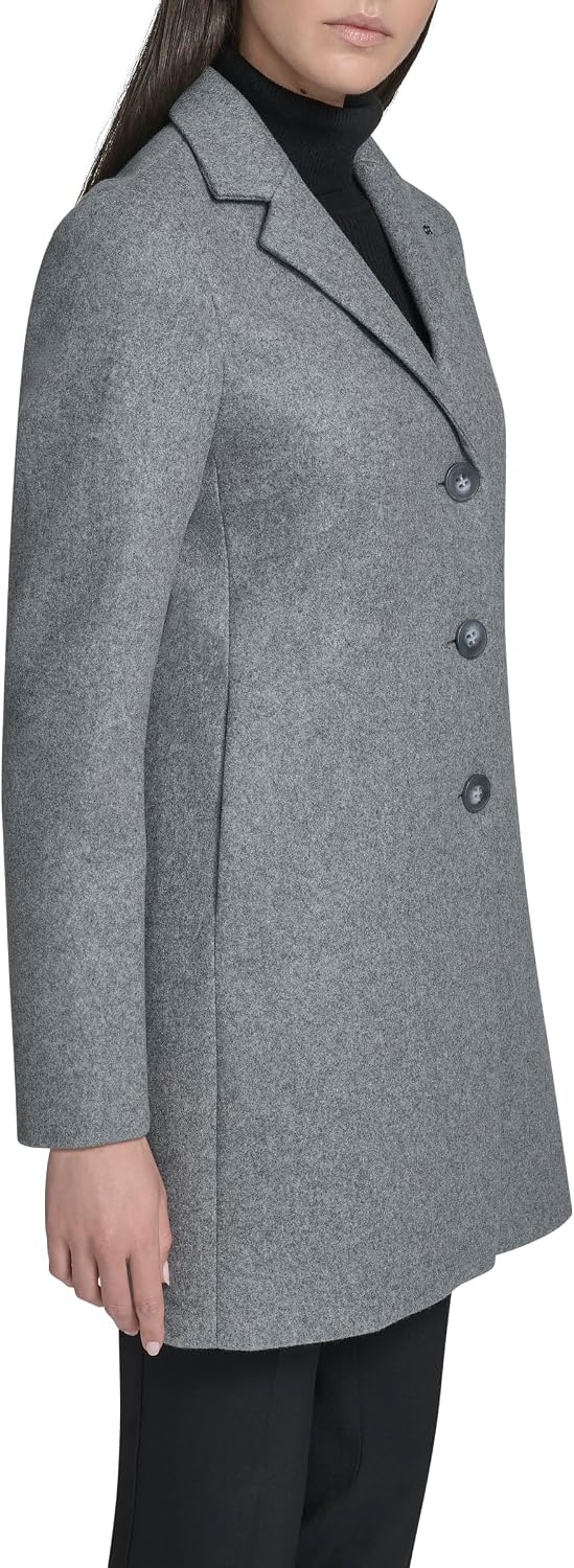 Women's Classic Faux Wool Overcoat – Long Button Front Winter Jacket - Image 2